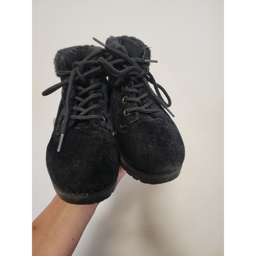 Bobbie Brooks Girls Faux-Fur Trim Velvet Ankle Boots Size 11